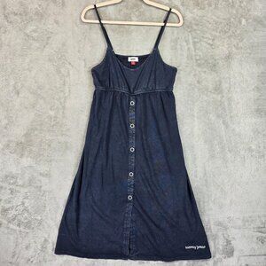 Tommy Hilfiger Tommy Jeans Dress Womens M Blue Button Front Sundress Cotton